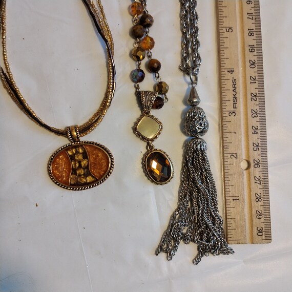 3 Vintage Necklace, Tassel Necklace Bead Drop Nec… - image 4
