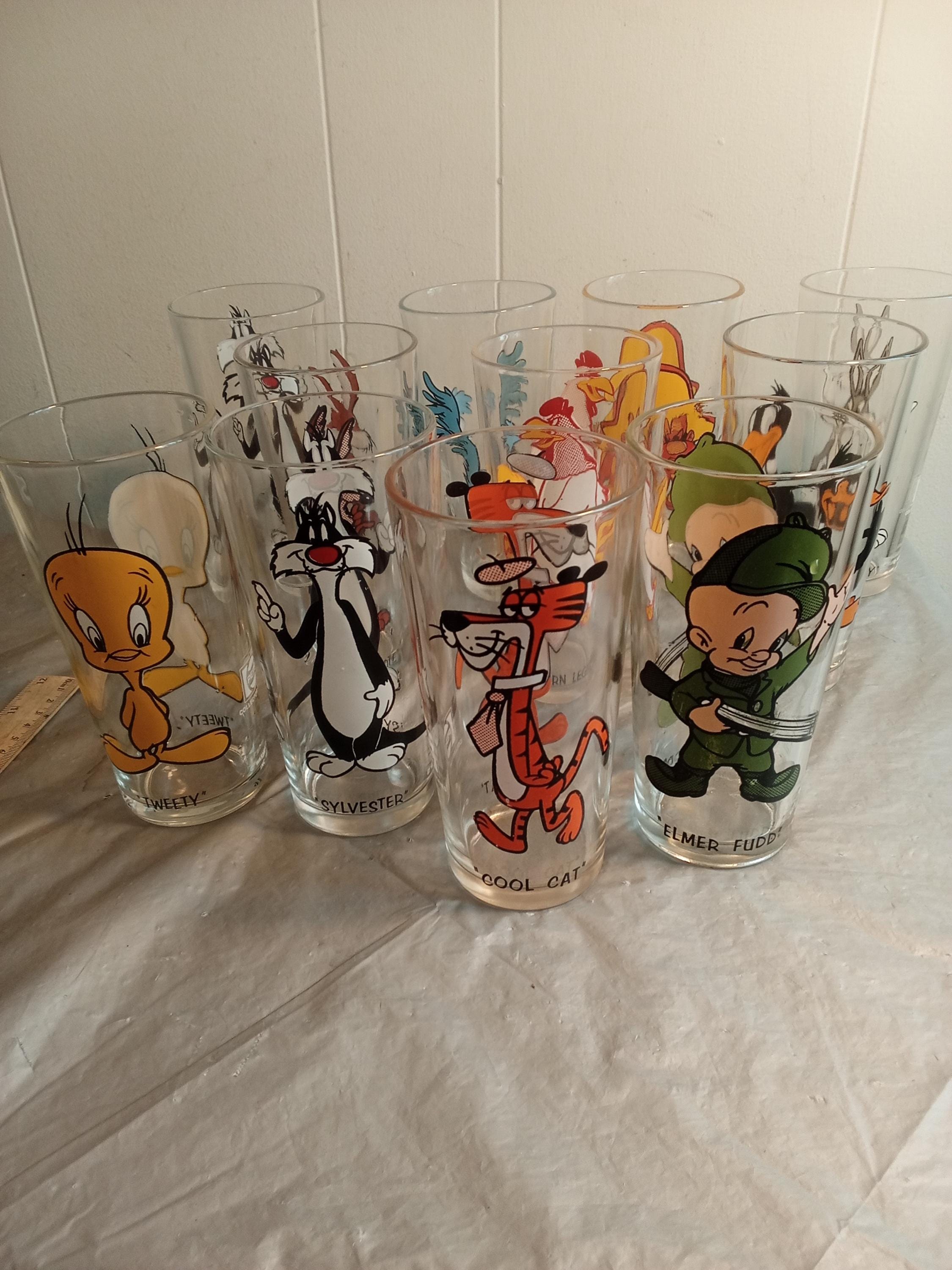 Set of 13 1970s Pepsi Looney Tunes Glasses, Bugs Bunny Road Runner