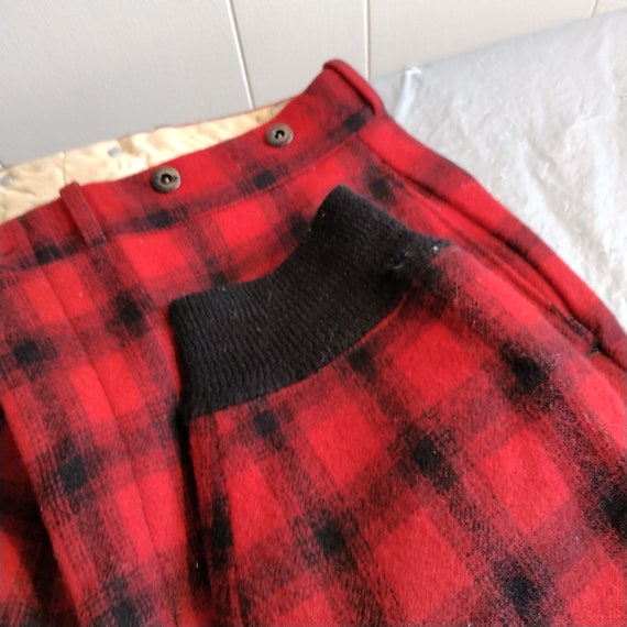 Vintage Red Plaid Insulated Wool Pants, Woolruch … - image 3