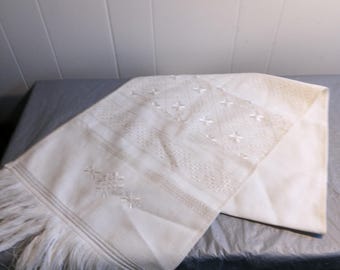 15x76インチ ヴィンテージ ホワイト 刺繍 織り テーブルランナー、説明