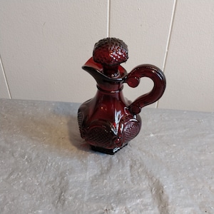 Vintage Ruby Red Avon Cruet, Bath Oil Bottle