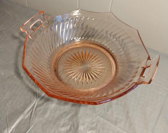 Pink Depression Glass Fluted Candy Dish Bowl Etsy