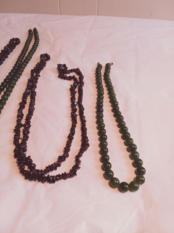 4pc Green Stone, Ruby Red / Cranberry Color Stone… - image 1