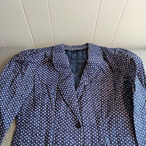 Vintage Navy Purple Blazer, Womens One Button Jacket
