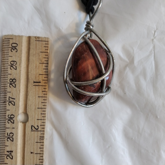 Vintage Artisan Tigers Eye Wrapped Wire Necklace - image 2