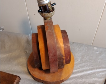 Vintage Art Deco Wood Lamp, 2 Tone Wood