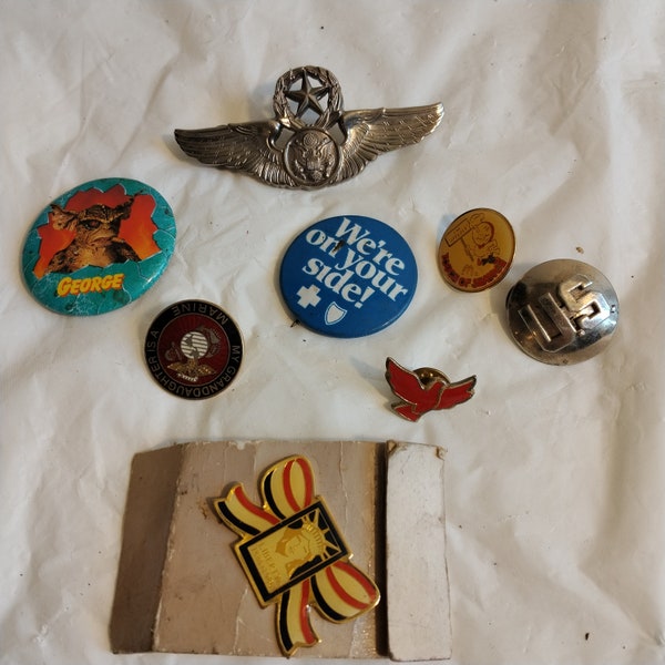 Vintage Pinback Lot, Military, Statue of Liberty Marine