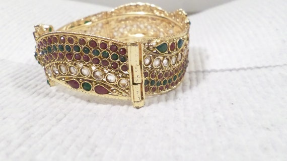 Faux Ruby Diamond Emerald Bangle Bracelet - image 3