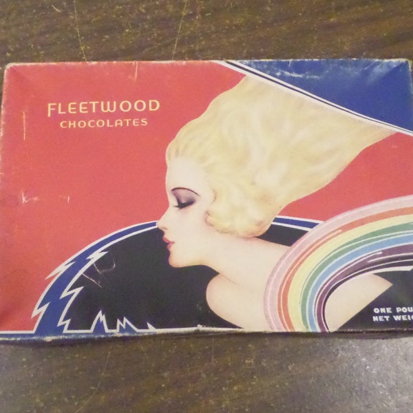 Vintage Art Deco Chocolate Box, Fleetwood Chocolates Box