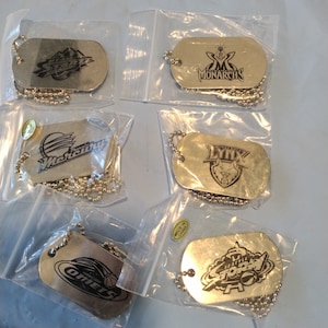 NOS 6 WNBA Dog Tag Necklace, Storm Comets Mercury Monarchs Lynx Starz