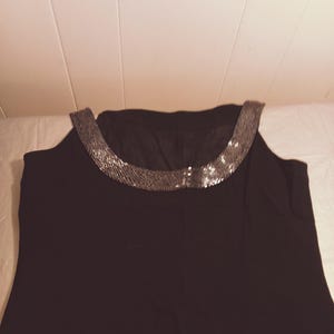 Vintage Ralph Lauren Midi Black Embellished Dress, Size 14, Read description