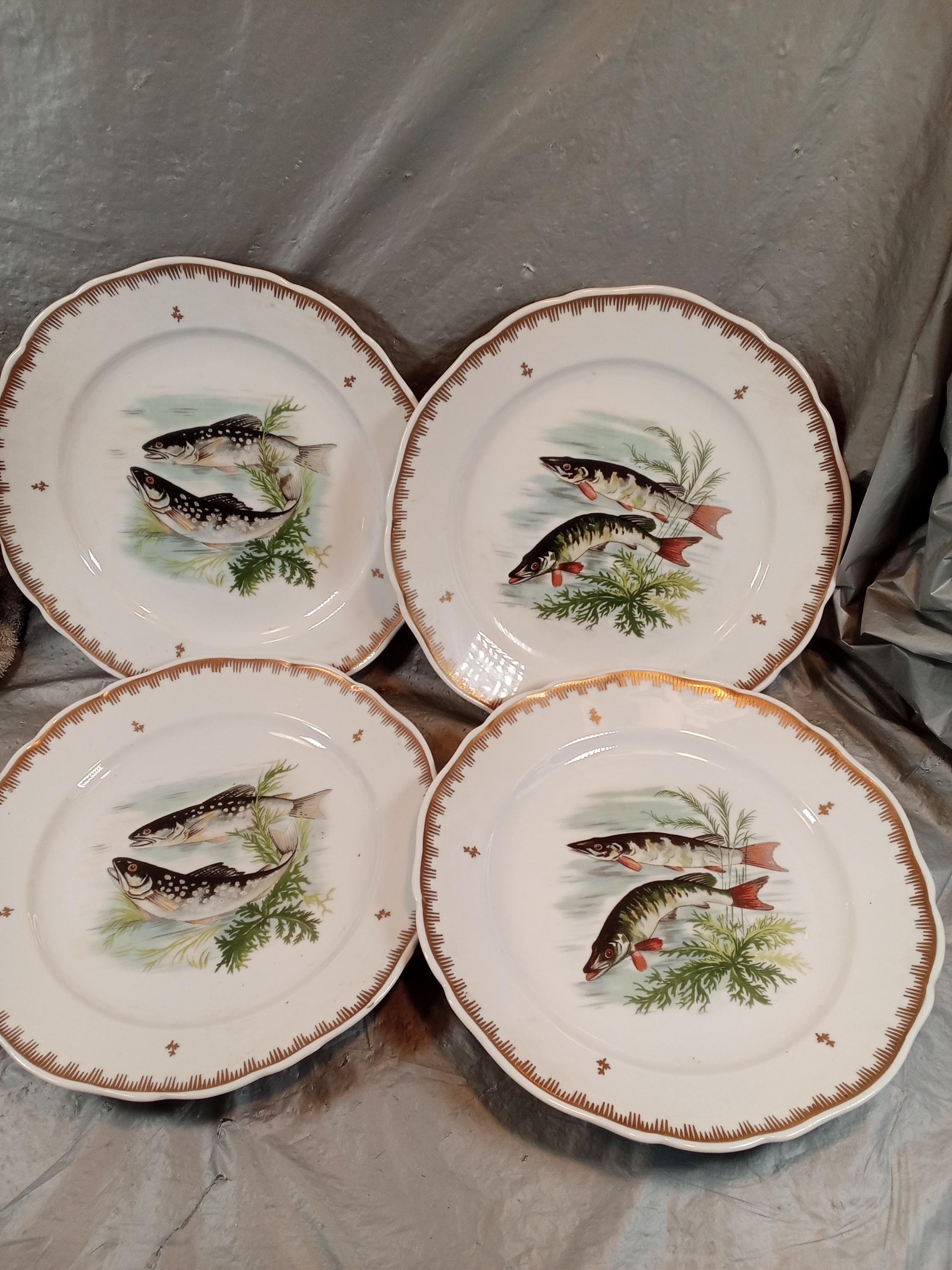 Vintage Bavaria Fish Plate Set - Etsy