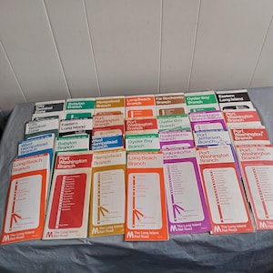 29 1970er-80er Jahre Long Island Rail Road Public Time Table Map, Look & Lies Beschreibung
