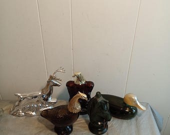 Lot Empty Vintage Avon Cologne Bottles, Avon Eagle Bird Deer Buck Duck Bottle, Read Description