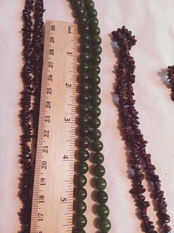 4pc Green Stone, Ruby Red / Cranberry Color Stone… - image 4