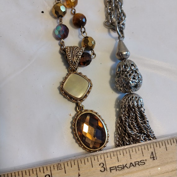 3 Vintage Necklace, Tassel Necklace Bead Drop Nec… - image 6