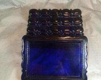 Cobalt Blue Trinket Box, Cobalt Viking Glass, Read Description