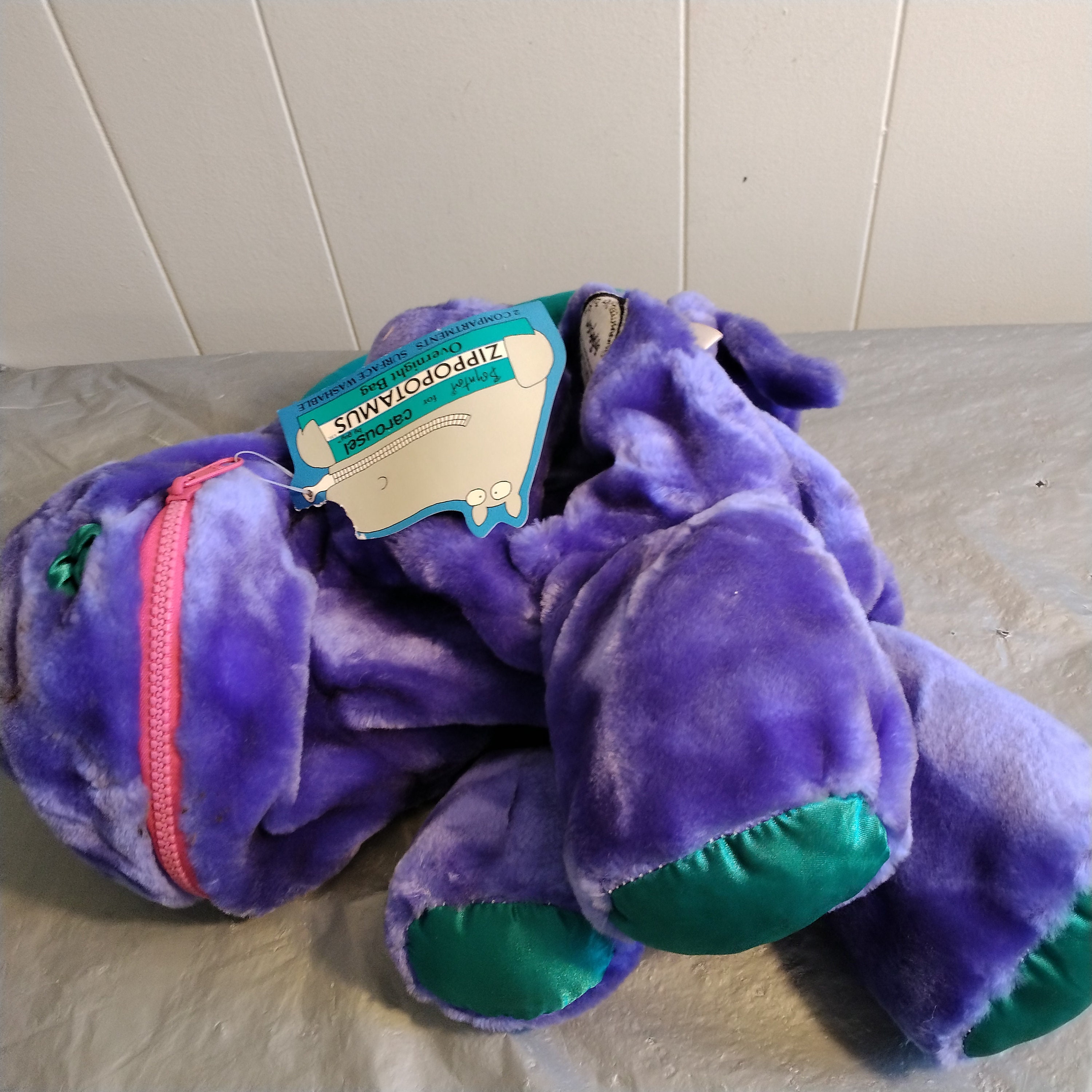 1980s Carousel Sandra Boynton Zippopotamus Plush Hippo Carry