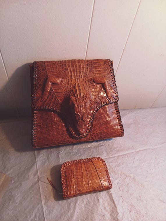 2pc Vintage Alligator Purse & Alligator Wallet