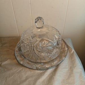 American Brilliant Period Cut Kristallglas Käsekuppel Kuchenstand, lesen Sie Beschreibung