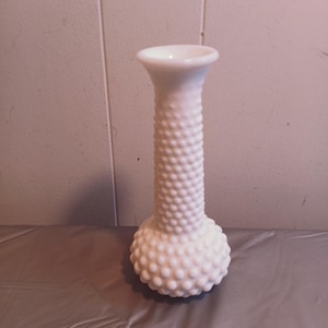 Vintage Brody White Milk Glass Hobnail Bud Vase