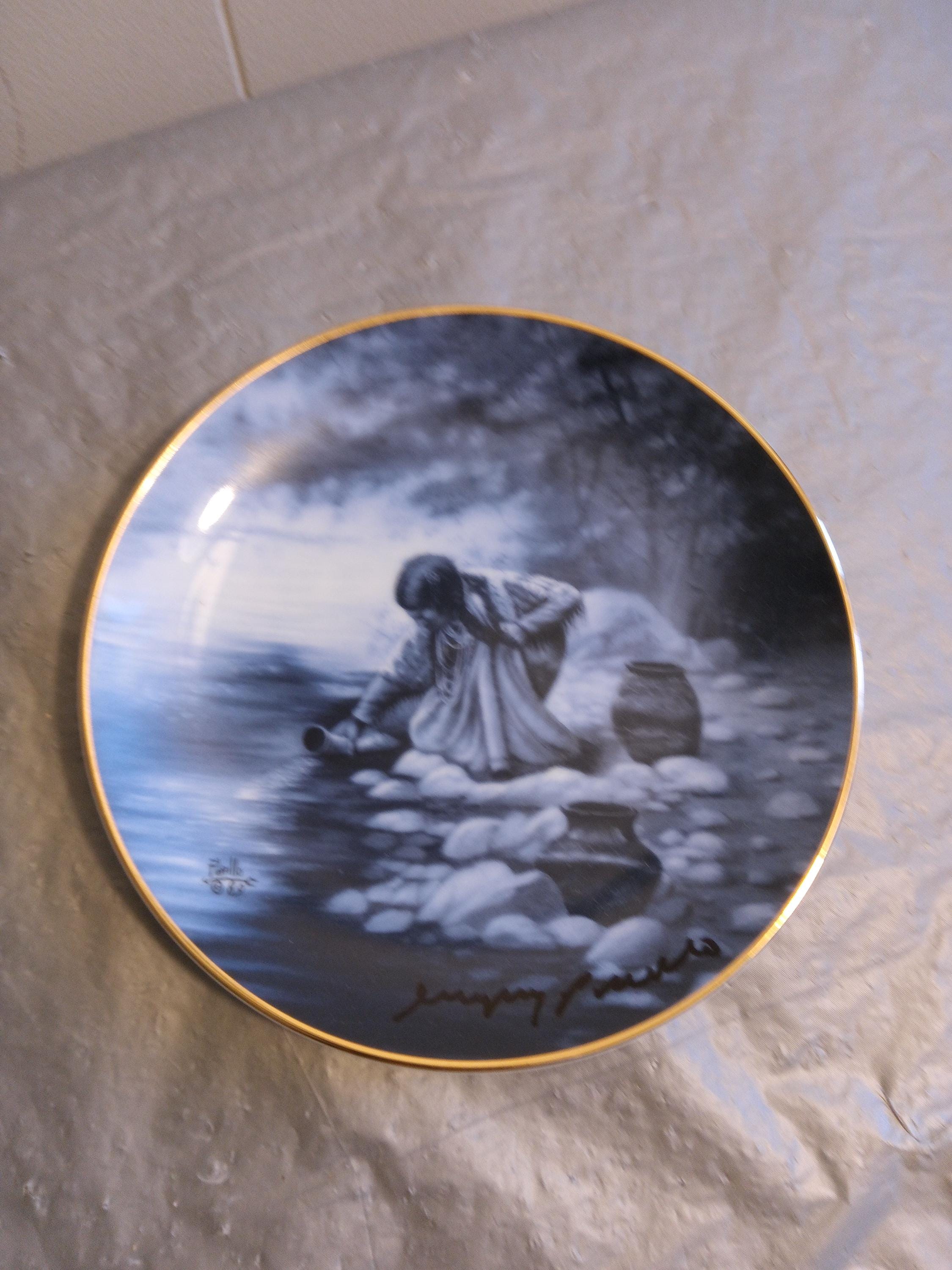 Placa de coleccionista de Perillo, "Spring", de American Blues autografiada por el artista, década de 1990