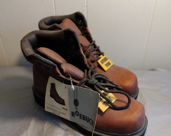Vintage Carolina Brown Leather Steel Toe Work Boots, Union  display picture 1