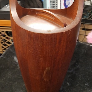 Early Large 19&quot; Dansk Jens Quistgaard Congo Teak Ice Bucket Mid Century Modern 9&quot; Diameter