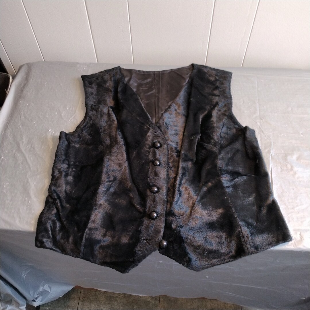 Vintage Crushed Velvet Vest 20l 38 Chest Etsy