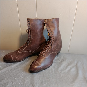 Vintage dames leren veterlaarzen, Victoriaanse laarzen