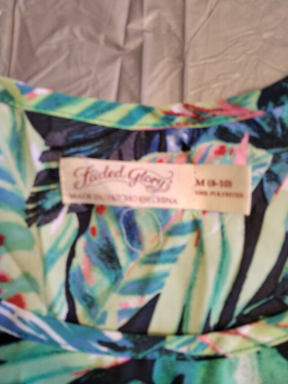 Vintage Faded Glory Sleeveless Shirt, Tropical Pr… - image 3