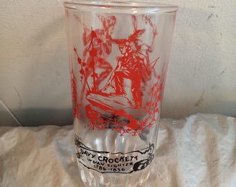 Vintage Davy Crocket Glass, Red & Black Glass