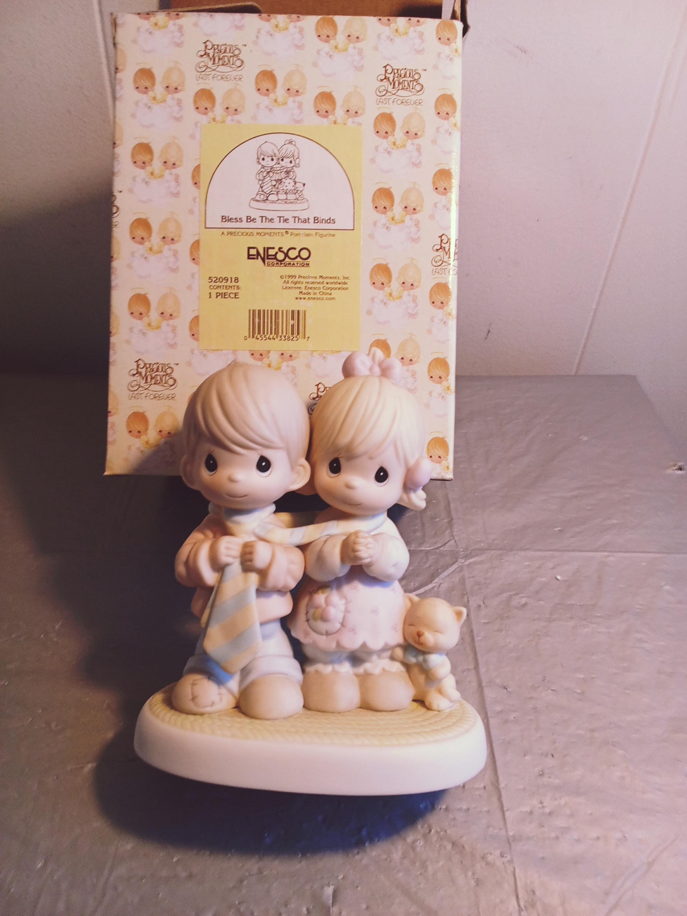 1990s Enesco Precious Moments Figurine 520918, Bless Be the Tie