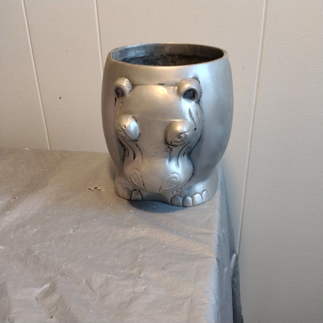 Vintage Aluminum Hippo Hippopotamus Planter Bowl Etsy UK