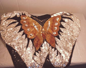 Sequined Silk Butterfly Top, Women's Dress Top