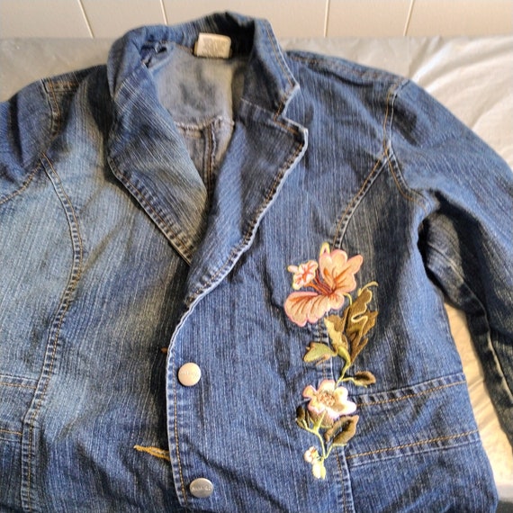 Vintage Sage 56 Womens Embroidered Floral Stretch Denim