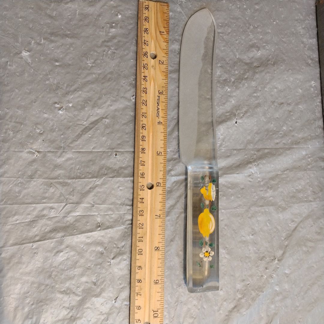 Vintage Glass Fruit Knife, Hand Painted Glass Knife, Glass Fruit & Cake Knife Etsy