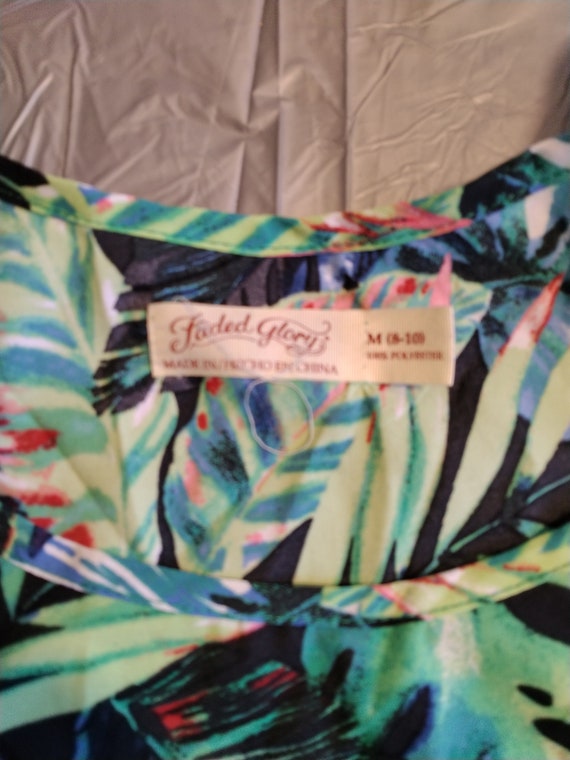 Vintage Faded Glory Sleeveless Shirt, Tropical Pr… - image 4