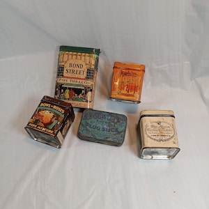 Lot Vintage Tobacco Tins, Philip Morris, Blue Heaven, Mapleton, Bowl of Roses