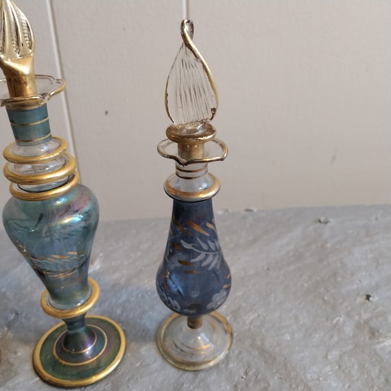 3 Vintage Hand Blown Egyptian Perfume Bottles - image 4