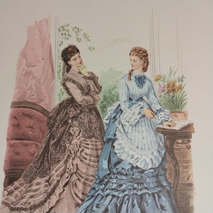 13.75x9.75 Vintage Il Mondo Elegant Art Print, Vintage Print 1872 Women