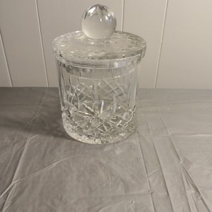 8&quot; Pressed Glass X Covered Jar Cannister, Glass Ice Bucket Cookie Jar