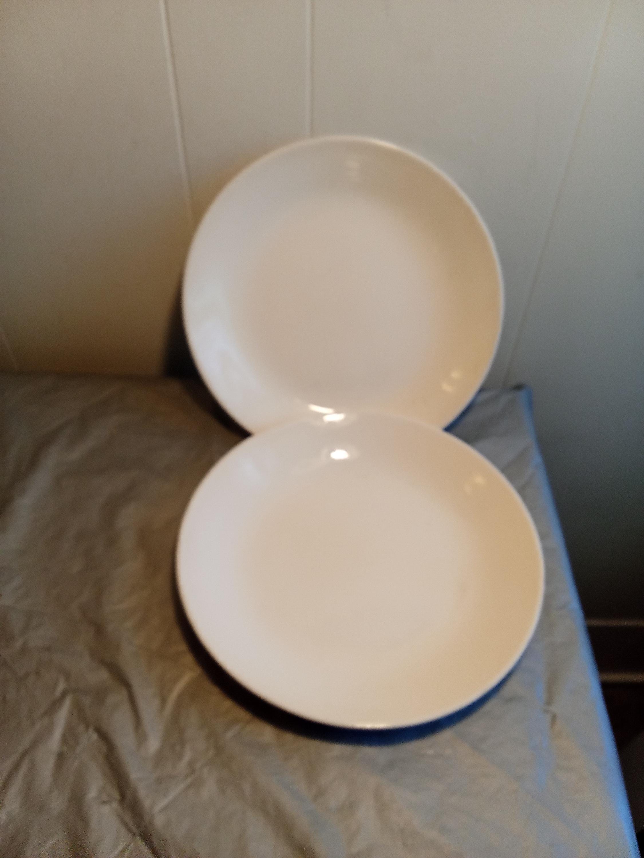 2 Vintage Keramik 700 Nadir Brazil White Dinner Plates, Shallow
