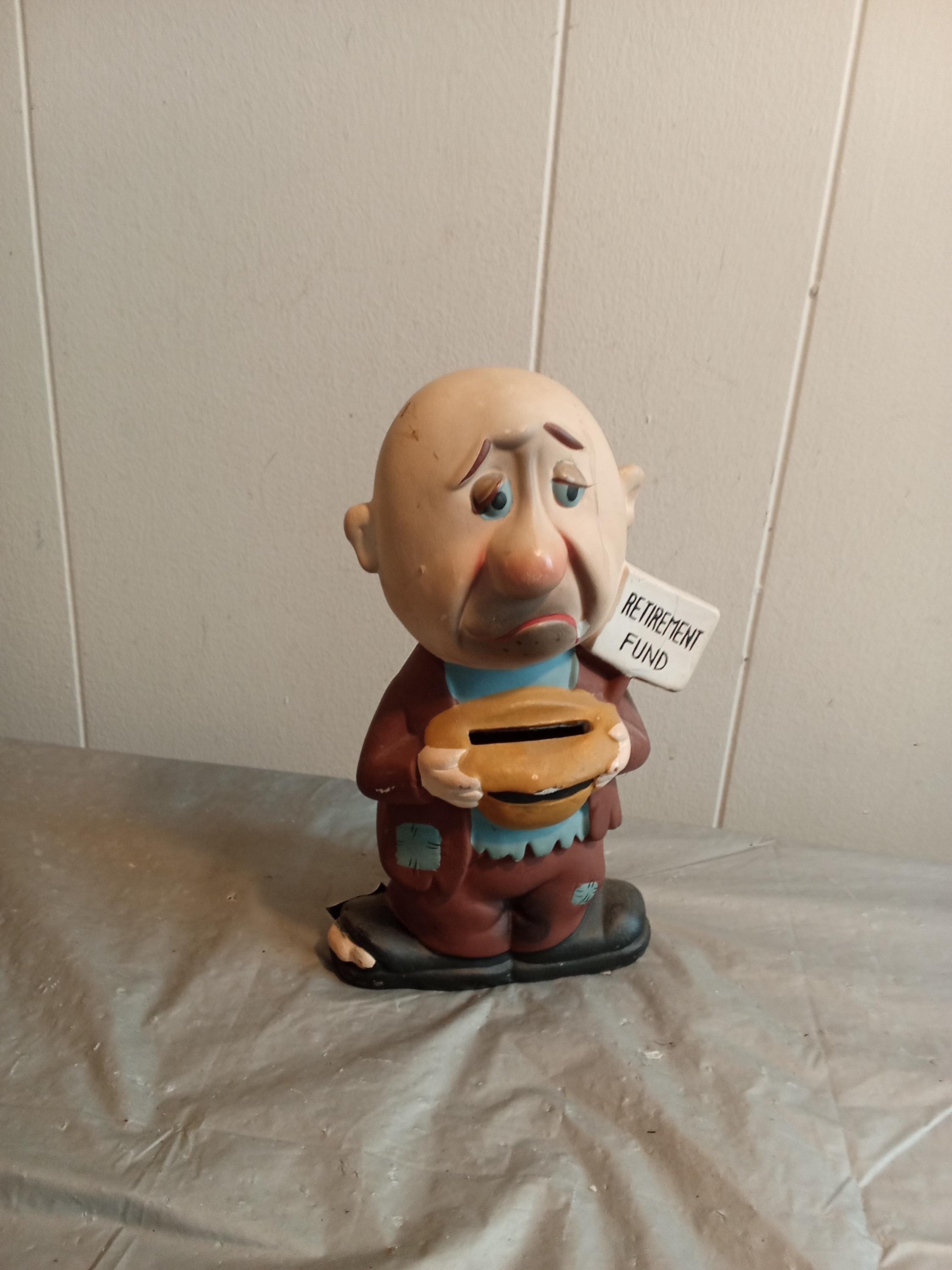 Vintage Old Man Retirement Fund Ceramic Piggy Bank Made Japan