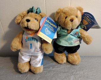 2 Libby & Maddie  WNBA Basketball Bear NY Liberty Sweet n Low Build a Bear