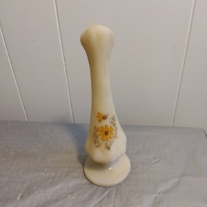 Jarrón de capullo de cristal Fenton vintage pintado a mano
