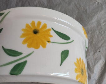 Vintage Cordon Bleu Bowl with Yellow Daisy Sunflower