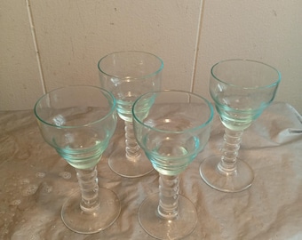 4 copas para cordial con tallo, copas de vino pequeñas, copas azul agua