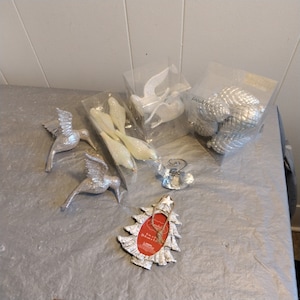 Lot of Ornments, Pinecone Humming Bird, Dove Christmas Ornaments