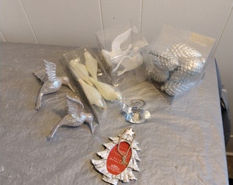Lot of Ornments, Pinecone Humming Bird, Dove Christmas Ornaments